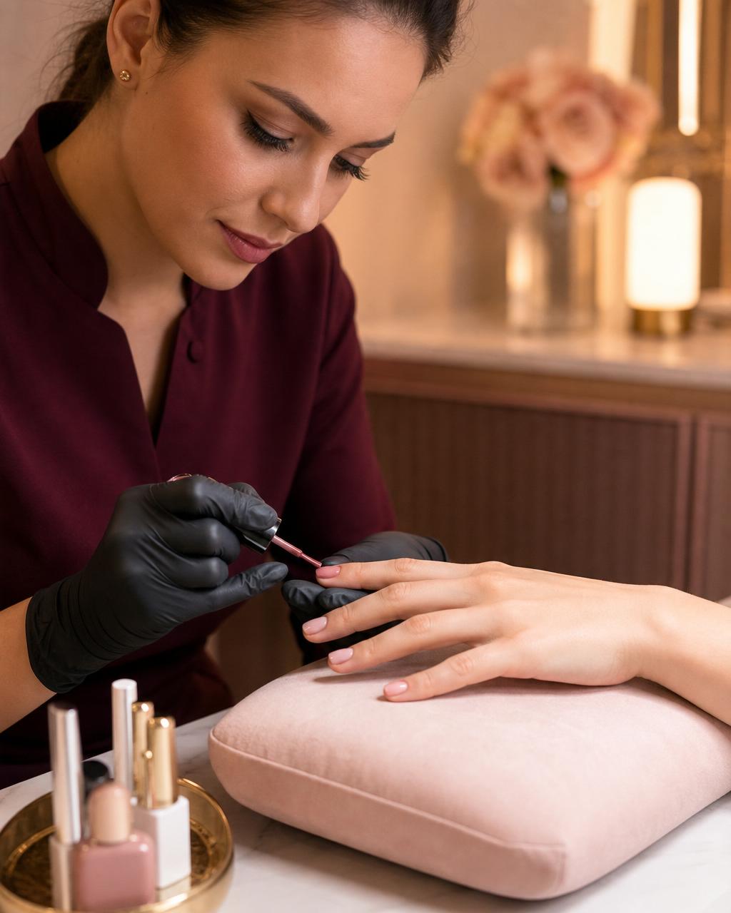Procedimento de manicure em andamento